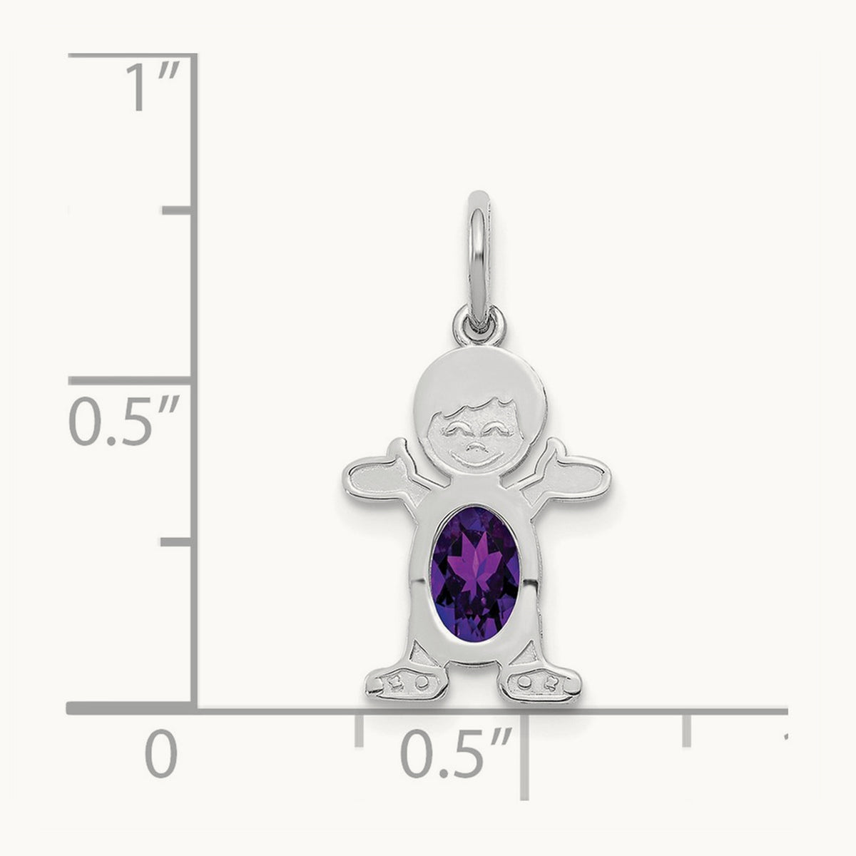 Boy 6x4 Oval Genuine Amethyst-February — 14K White Gold