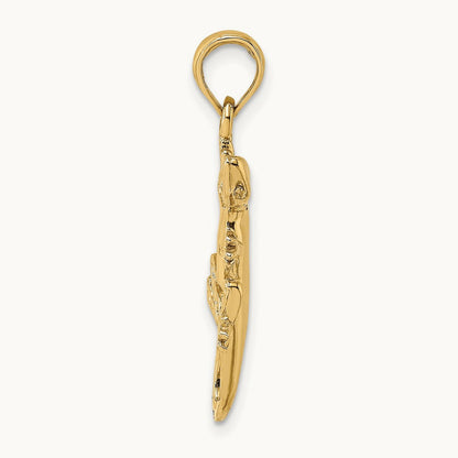 2-D Gecko Charm, 14K
