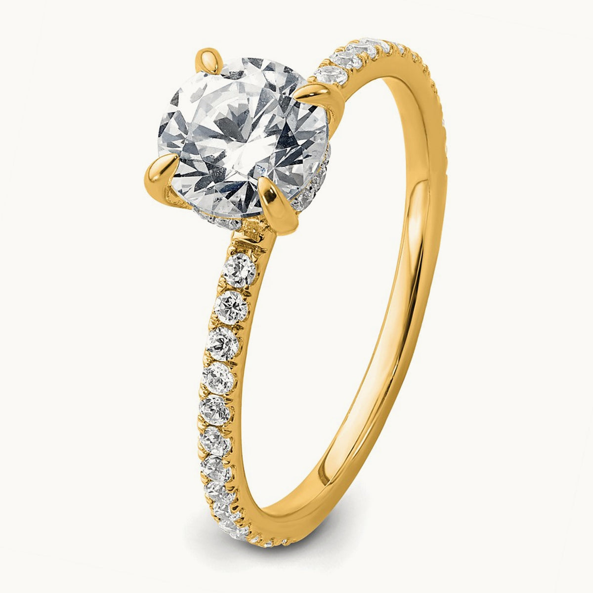 Round Solitaire Engagement Ring, 1.25-3.50 ct tw Lab-Grown Diamond — 14K Yellow Gold
