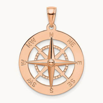 Nautical Compass Pendant, 14K Rose Gold