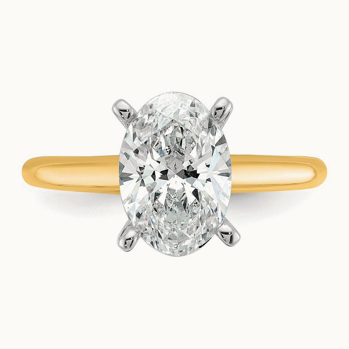 Oval Solitaire Engagement Ring, 0.50-5.00 ct tw Lab-Grown Diamond — 2 1/4 ct, 14K Two-Tone