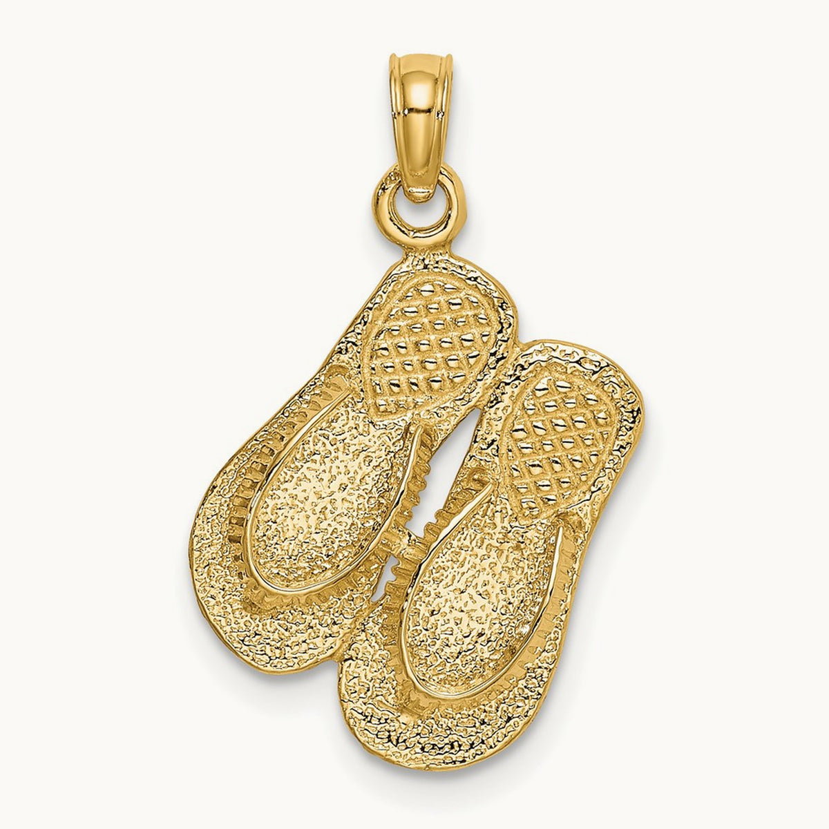 Large Textured Strap Double Flip-Flop Charm, 14K