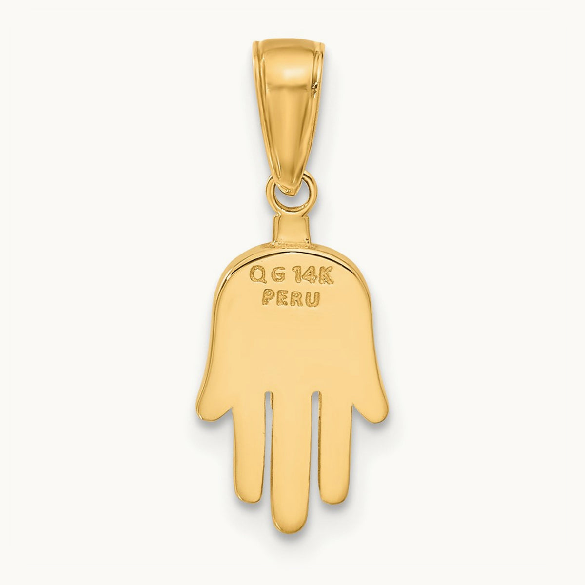 Large Solid Hamsa Pendant, 14K