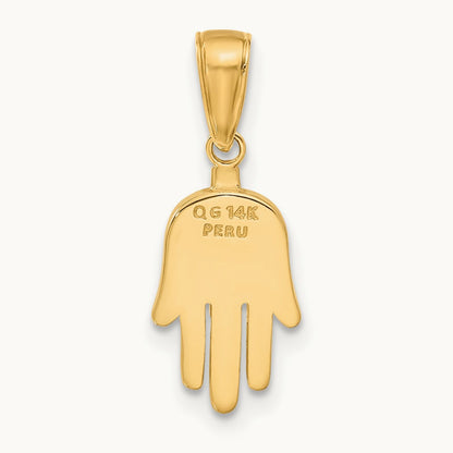 Large Solid Hamsa Pendant, 14K