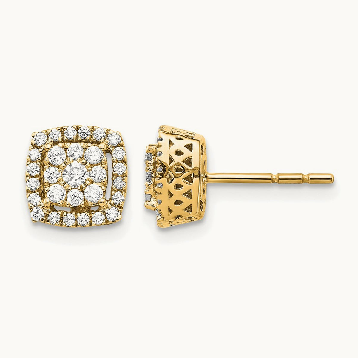 Diamond Post Earrings — 14K Yellow Gold
