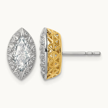With Rhodium Marquise Center Earrings, 1.50 ct tw Lab-Grown Diamond