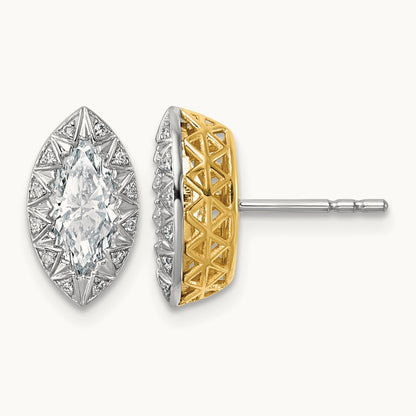 With Rhodium Marquise Center Earrings, 1.50 ct tw Lab-Grown Diamond