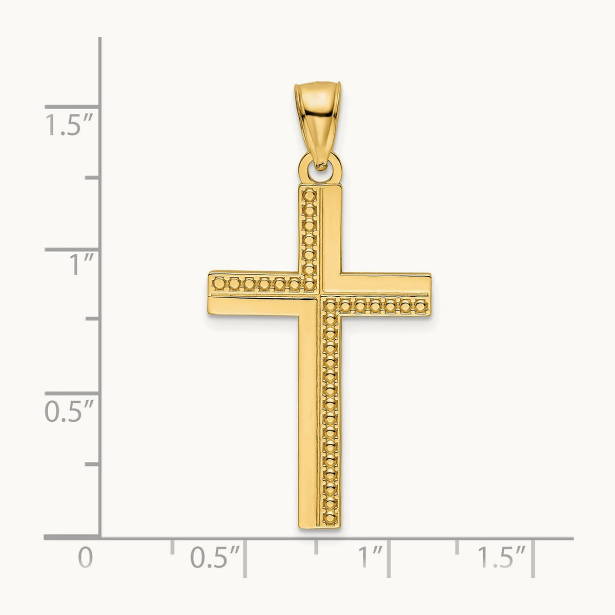 Polished Beaded Cross Pendant, 14K