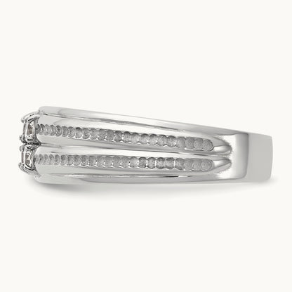 IB Goodman Mens Polished Complete 4-Stone 1/3ct Diamond Ring, 14K White Gold