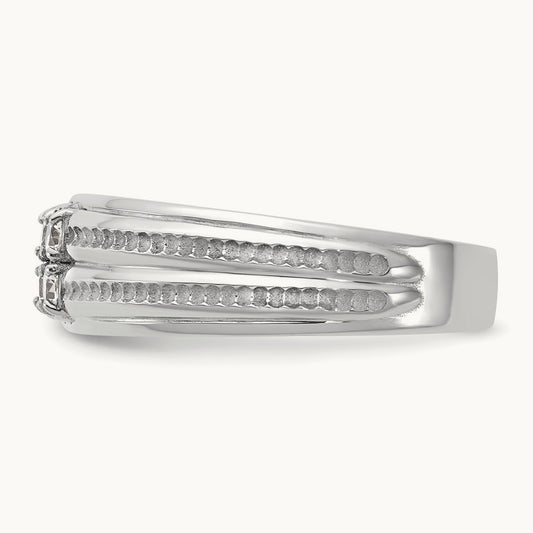 IB Goodman Mens Polished Complete 4-Stone 1/3ct Diamond Ring, 14K White Gold