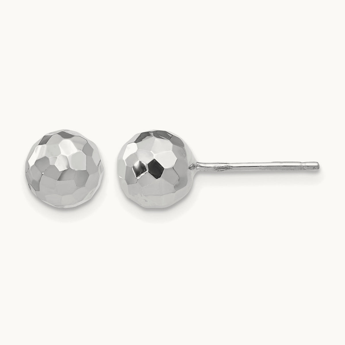 Polished Diamond Cut Ball Post Earrings — 7mm
