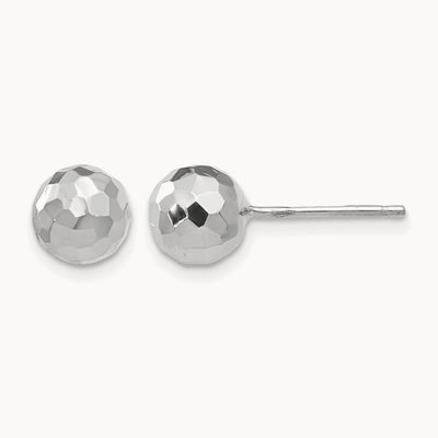 Polished Diamond Cut Ball Post Earrings — 7mm