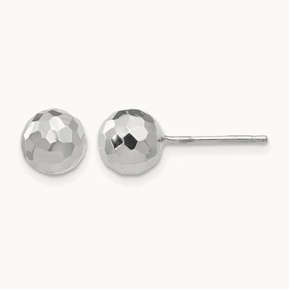 Polished Diamond Cut Ball Post Earrings — 7mm