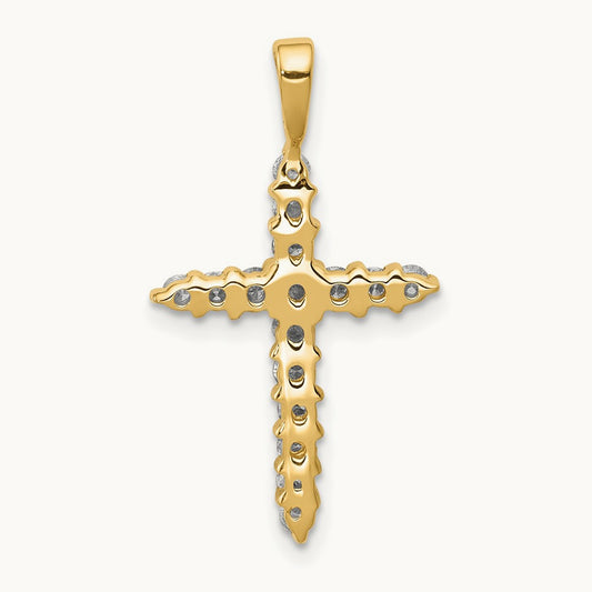 Cross Pendant, 0.50 ct tw Lab-Grown Diamond — 14K Yellow Gold