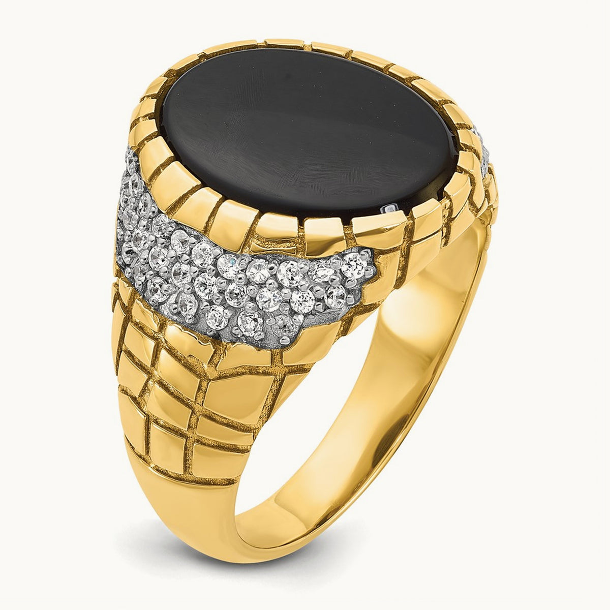 IBGoodman Men's Onyx and Diamond Nugget Complete Ring, 14K