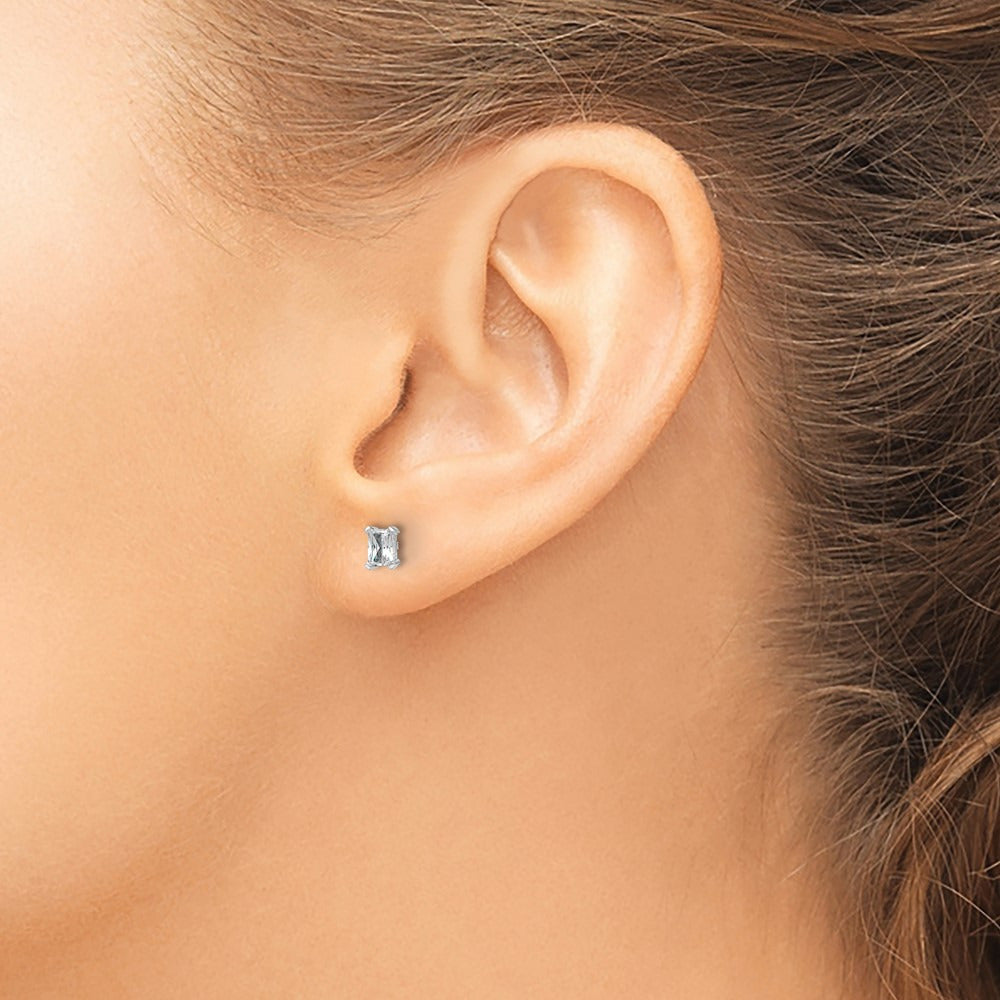 Radiant Four-Prong Stud Earrings, 0.50-6.00 ct tw Lab-Grown Diamond — 1/2 ct, 14K White Gold