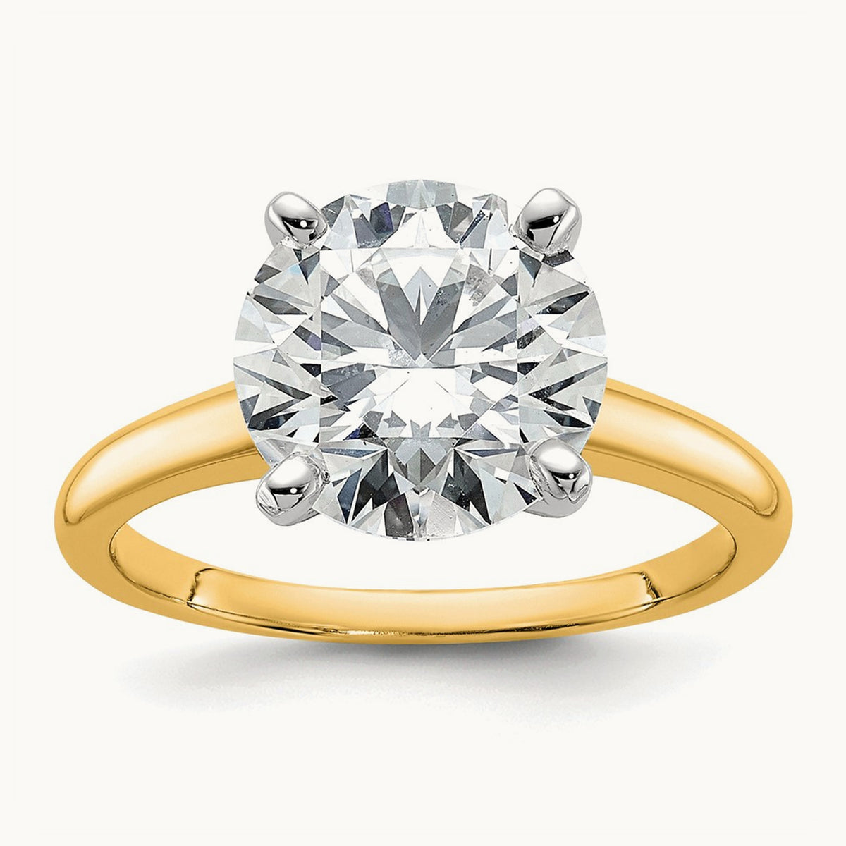 Round Solitaire Engagement Ring, 0.25-5.00 ct tw Lab-Grown Diamond — 4 ct, 14K Two-Tone