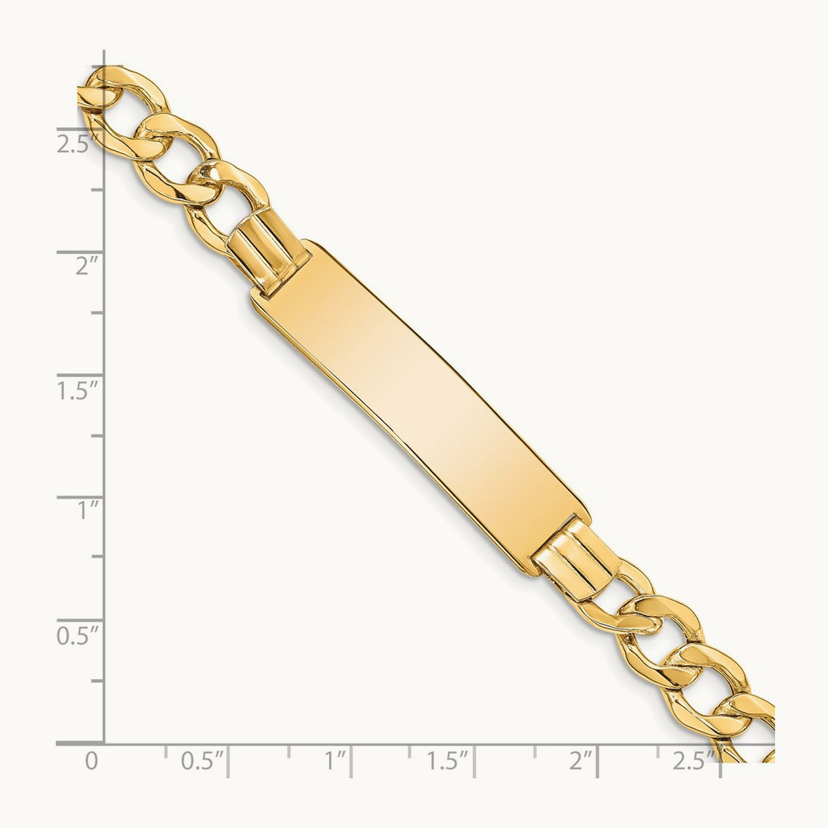 Semi-Solid Curb Link ID Bracelet — 9mm