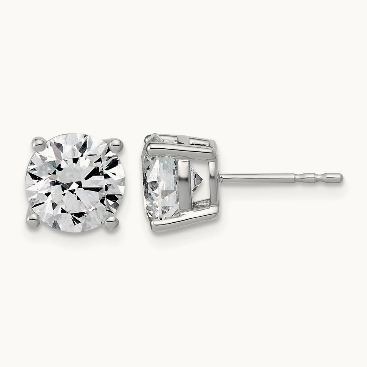 Round Lightweight Earrings, 0.25-6.00 ct tw Lab-Grown Diamond — 4 ct, 10K White Gold