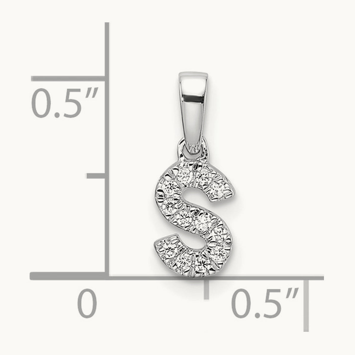 Diamond Initial with Bail Pendant — 14K White Gold, S
