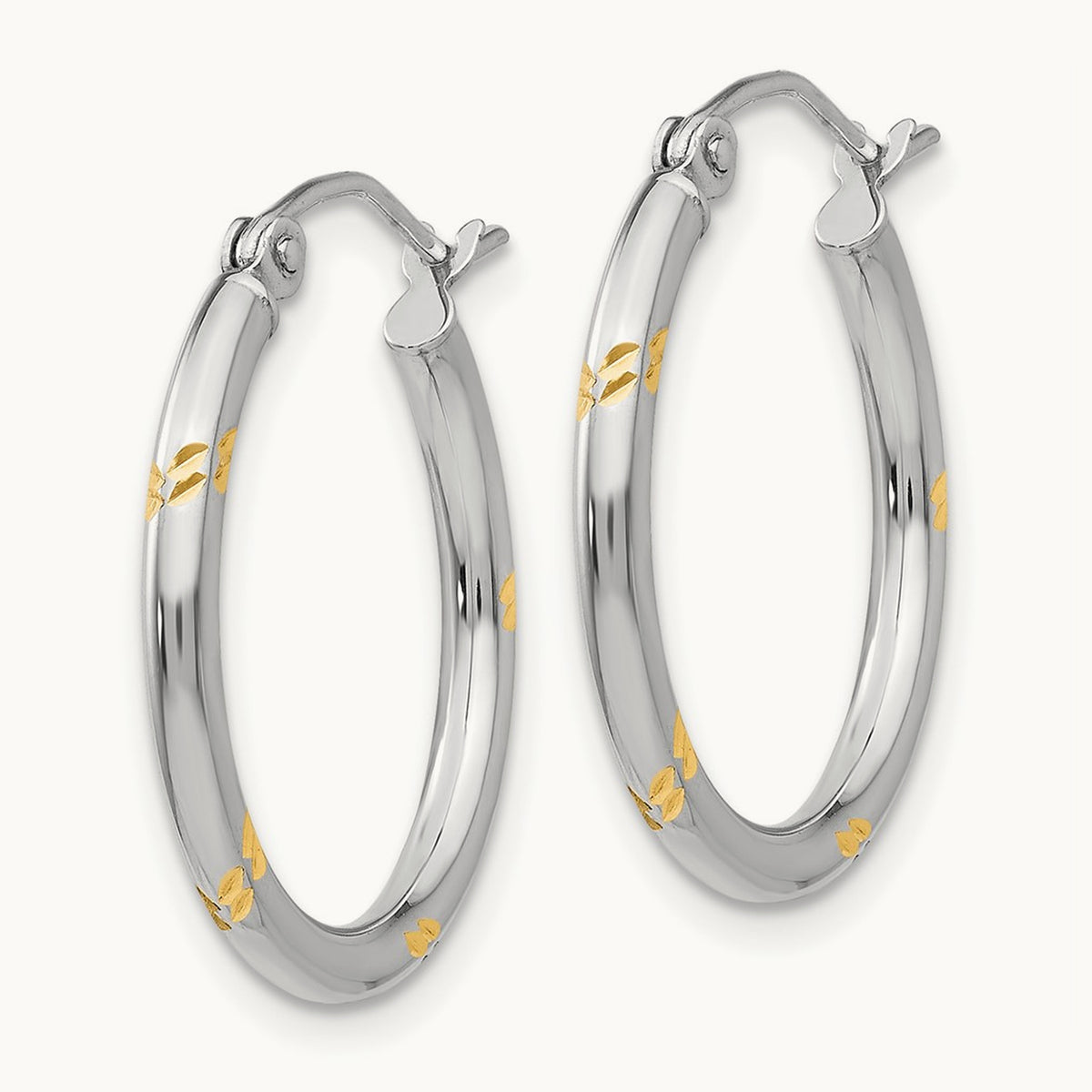 Diamond-cut Hoop Earrings with Yellow Rhodium — 19mm