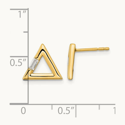 Polished Triangle Diamond Post Earrings — 14K Yellow Gold, 0.06 ct