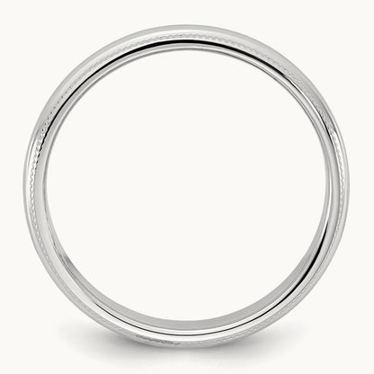 Milgrain Half Round Band, 3.5mm, 10K White Gold