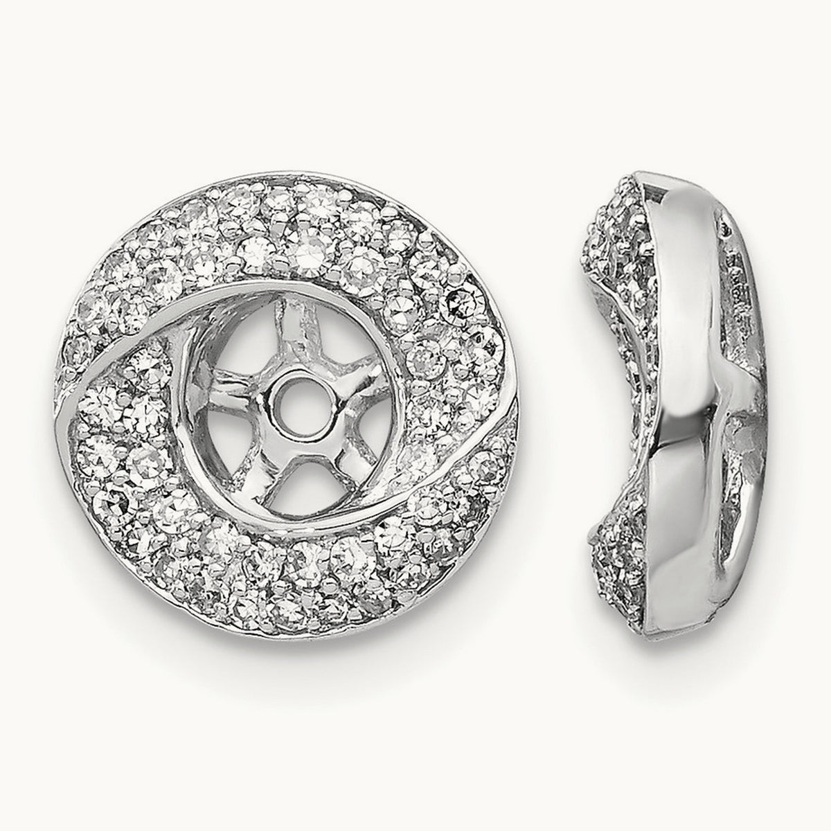 Diamond Round Earring Jackets, 14K White Gold