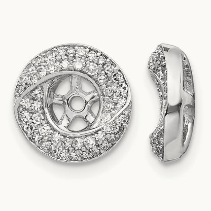 Diamond Round Earring Jackets, 14K White Gold