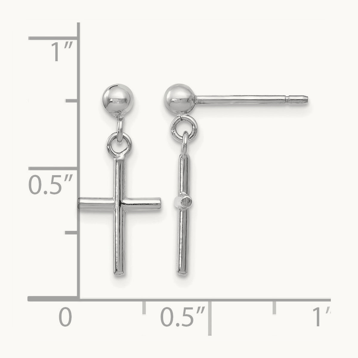 Cross Post Drop Earrings, 14K White Gold — Leslie's