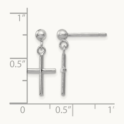 Cross Post Drop Earrings, 14K White Gold — Leslie's