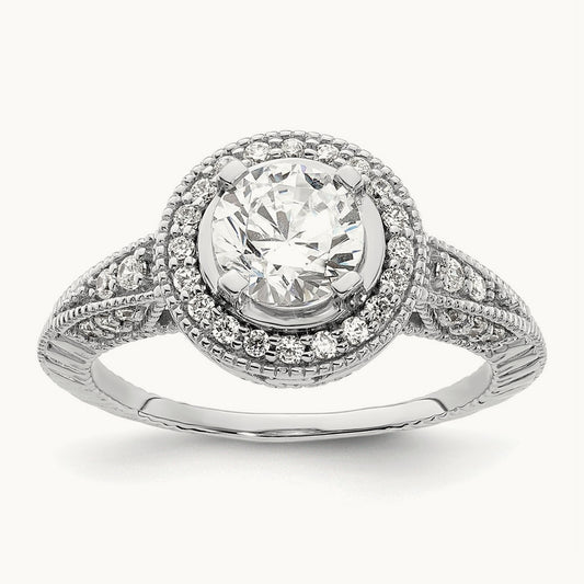 Round Semi-Mount Halo Engagement Ring, 0.25 ct tw