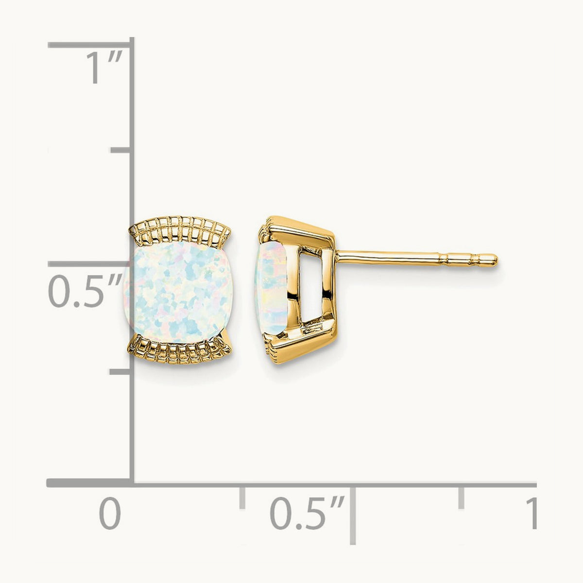 Created Opal Post Earrings — 14K Yellow Gold