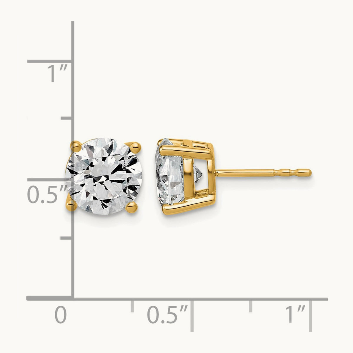 Round Lightweight Earrings, 0.25-6.00 ct tw Lab-Grown Diamond — 4 ct, 14K Yellow Gold