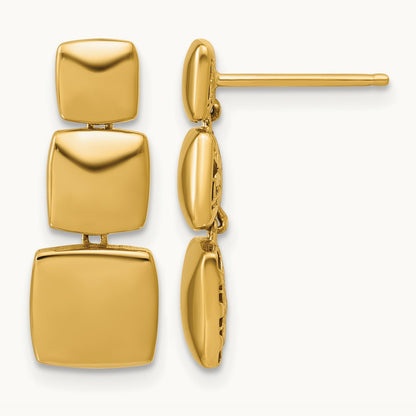 Polished Square Dangle Post Earrings, 14K — Leslie's