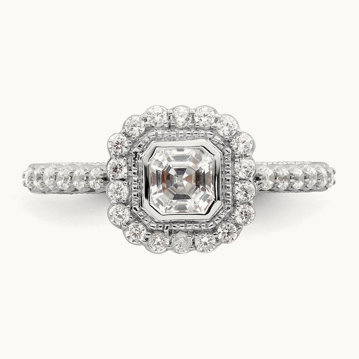 Halo Emerald Bezel Semi-Mount Ring — 1/2 ct, 7
