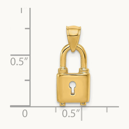 Polished Lock Charm, 14K