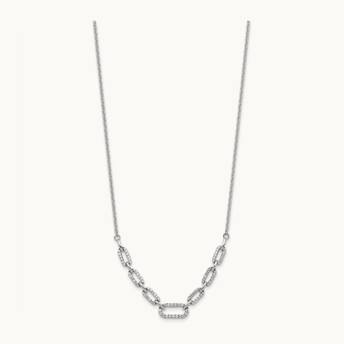 Fashion Link Necklace, 0.50 ct tw Lab-Grown Diamond — 14K White Gold