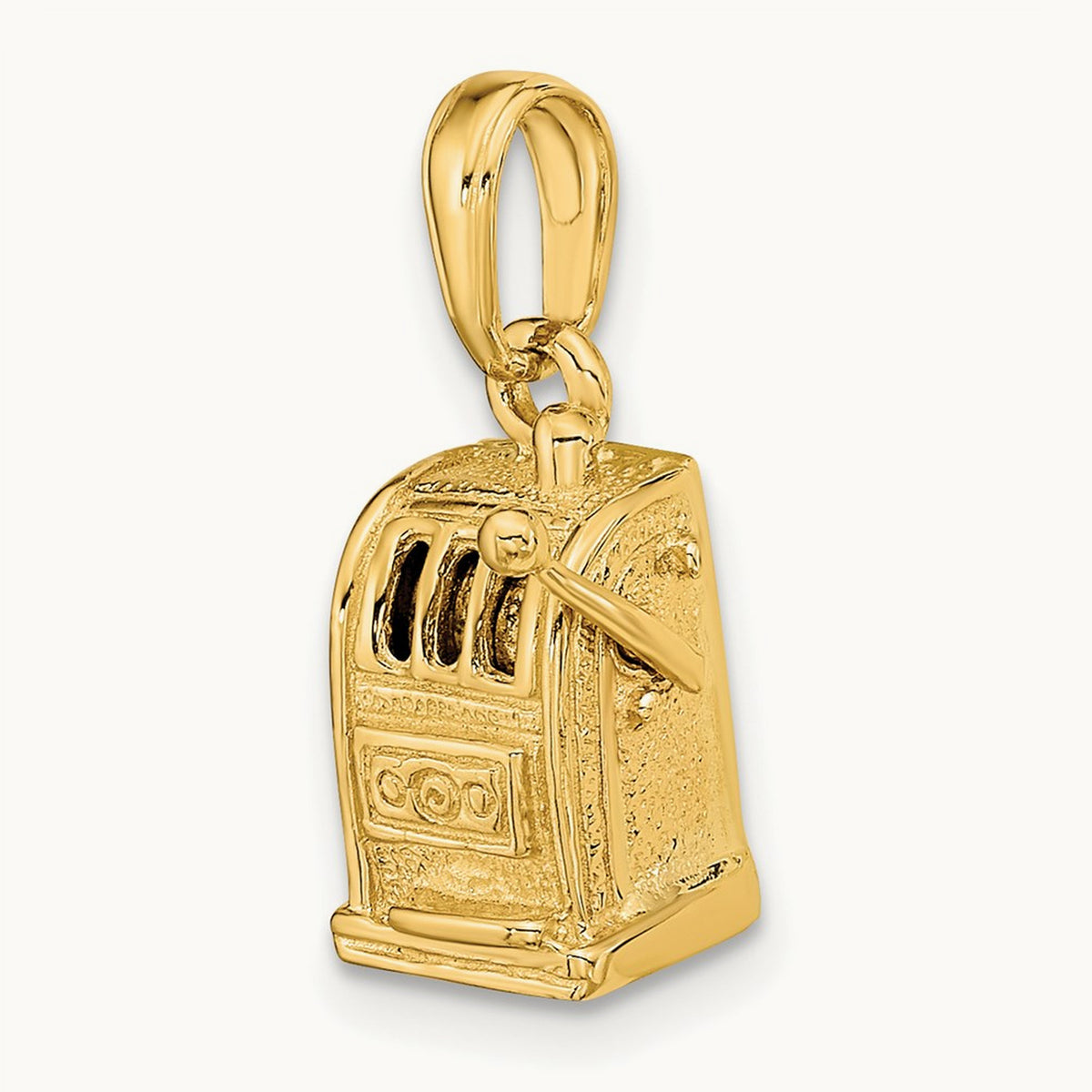 3-D Moveable Slot Machine Pendant, 14K