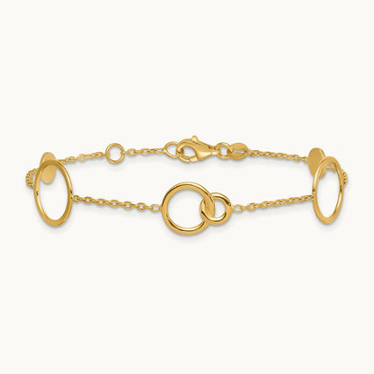 Polished Circle Pattern Bracelet, 14K