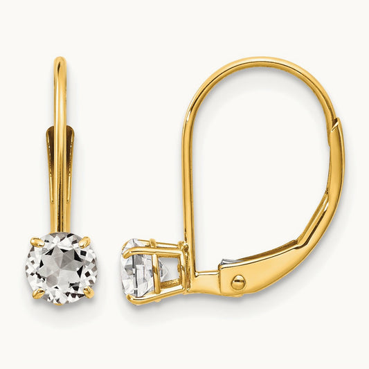 Topaz Earrings - April, 14K White