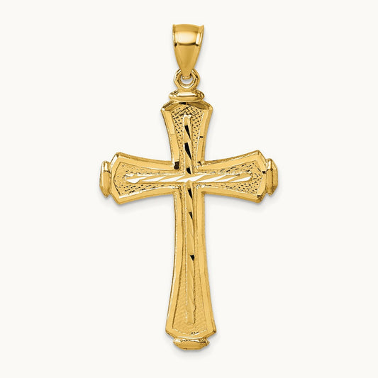 Polished Diamond-cut Textured Fancy Cross Pendant — photo set