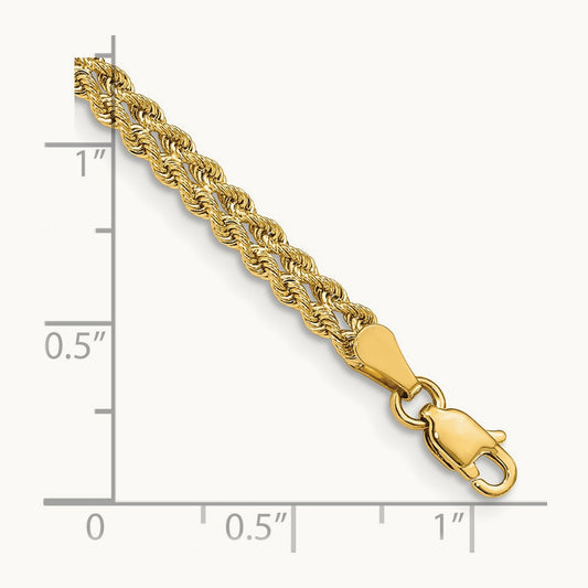 Double Strand Rope Bracelet, 3.75mm, 14K