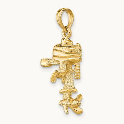 3-D Moveable Boat Engine Charm, 14K