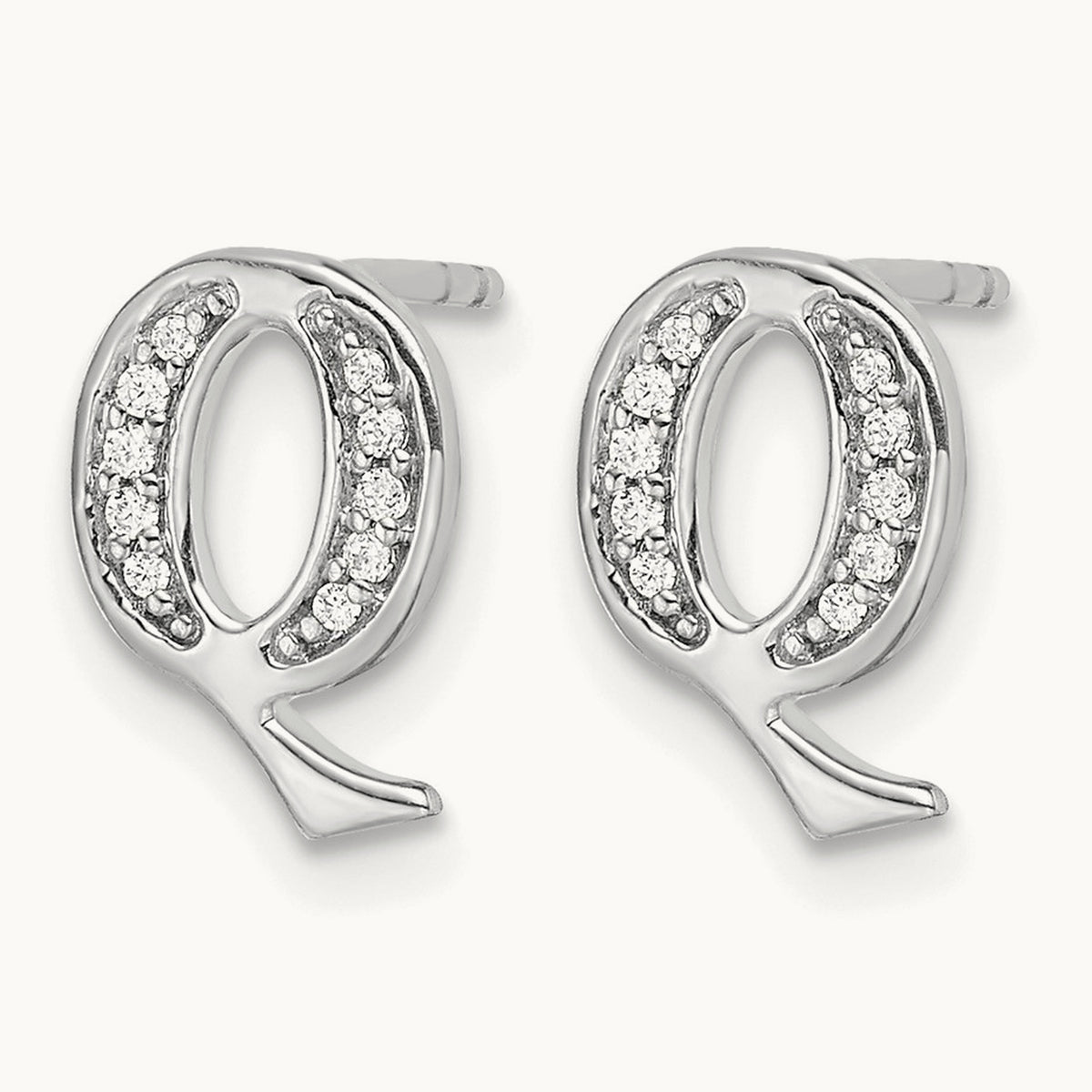 Diamond Earrings — 14K White Gold, 10mm, Q