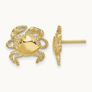 2-D / Polished Crab Post Earrings, 14K