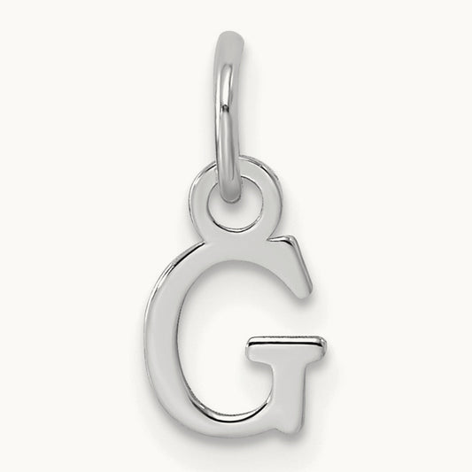 Cutout Letter G Initial Pendant, 14K White Gold