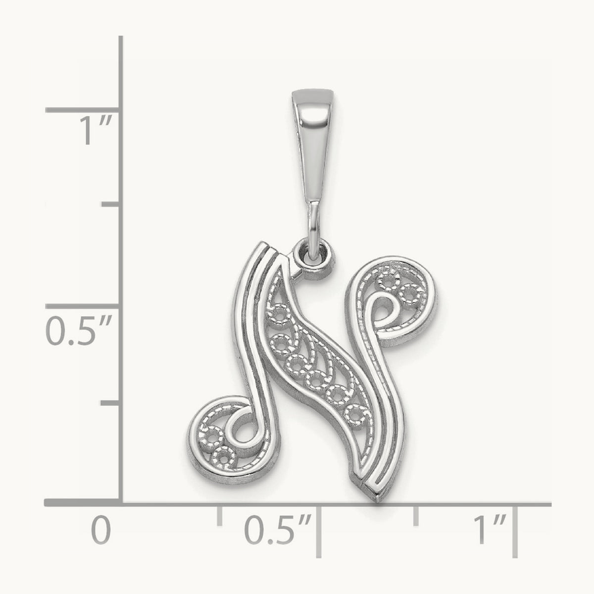 Solid Polished Script Filigree Initial Pendant — N