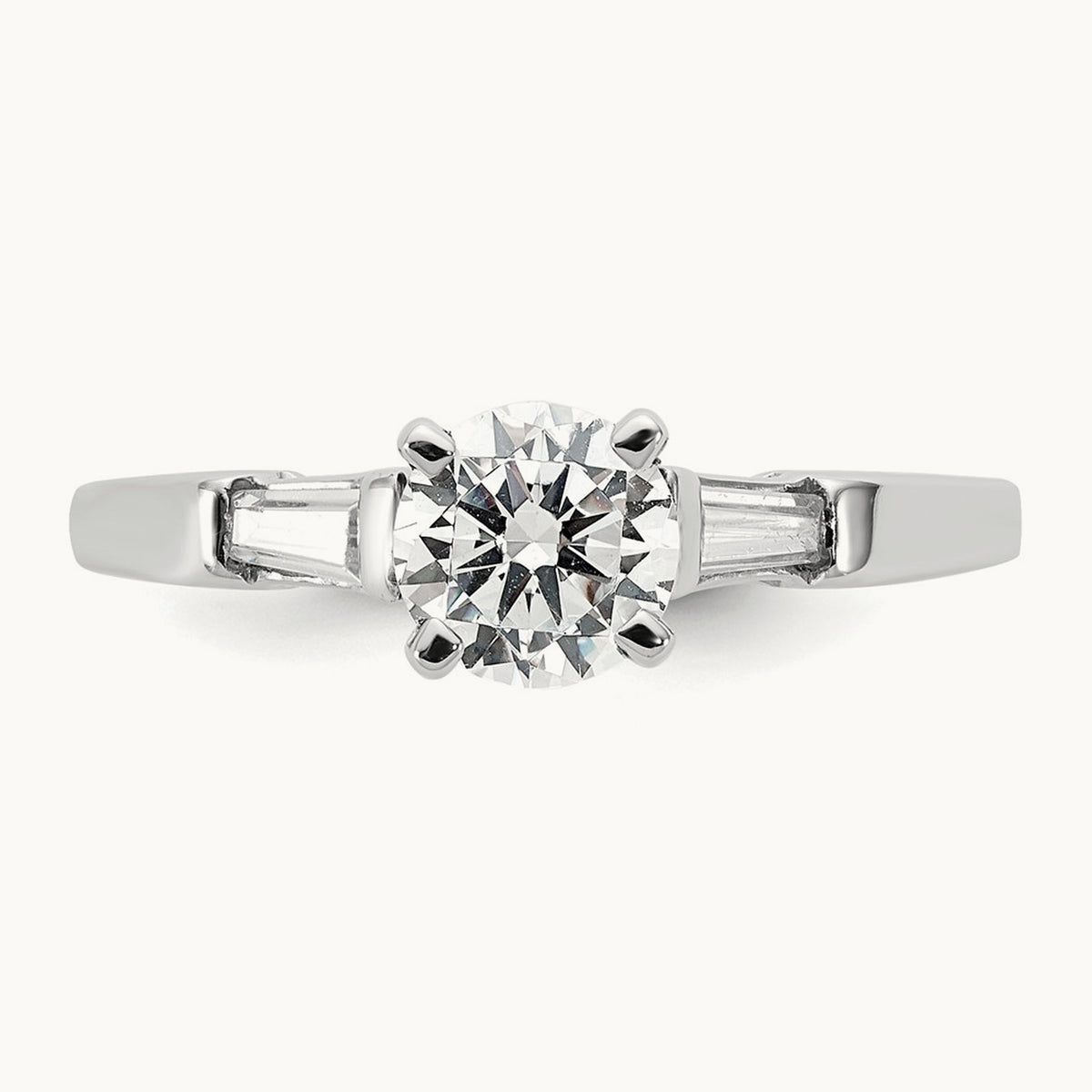Setting: Gold 3-Stone Diamond Peg Set Engagement Ring, No Head — 14K White Gold