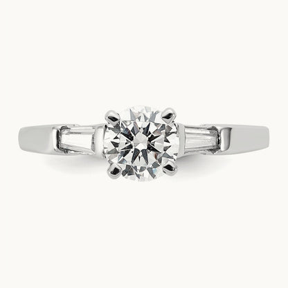 Setting: Gold 3-Stone Diamond Peg Set Engagement Ring, No Head — 14K White Gold